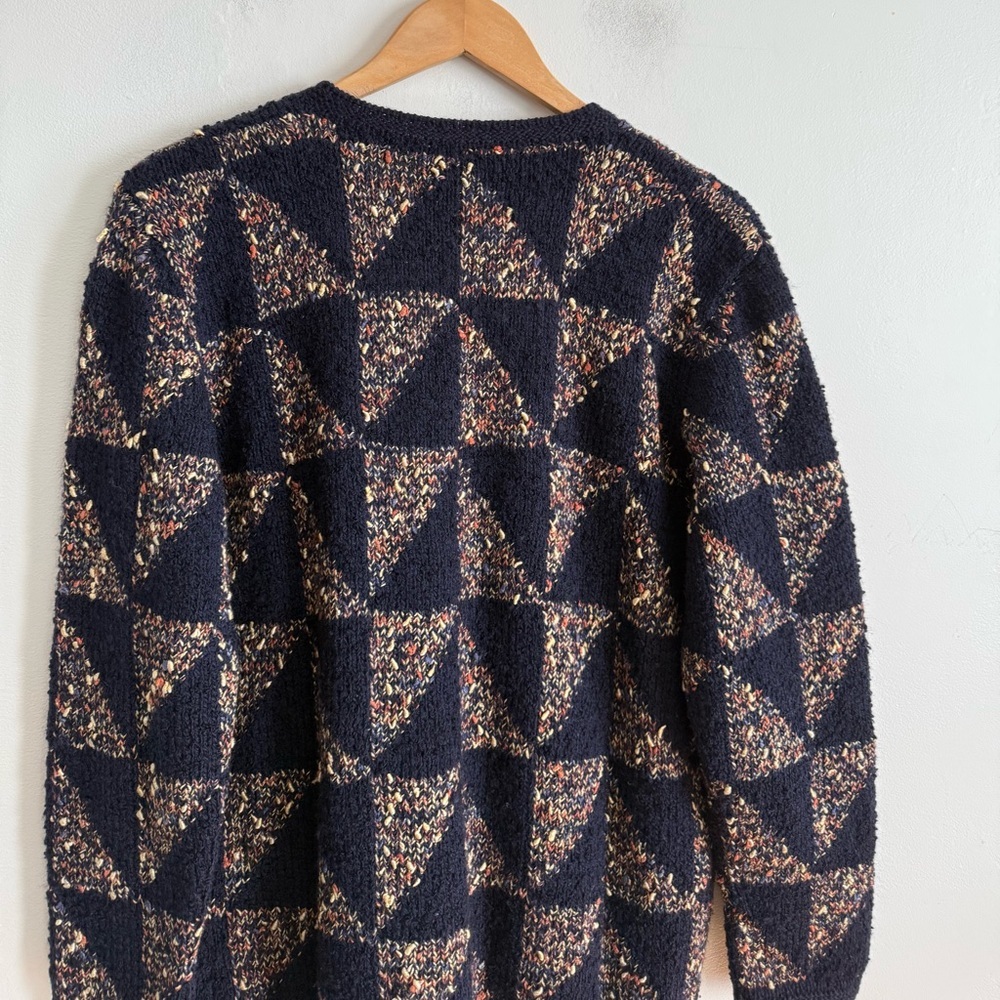 Vintage Navy Navy-Multicolor Geometric Knit Cardigan - Picture 7 of 7